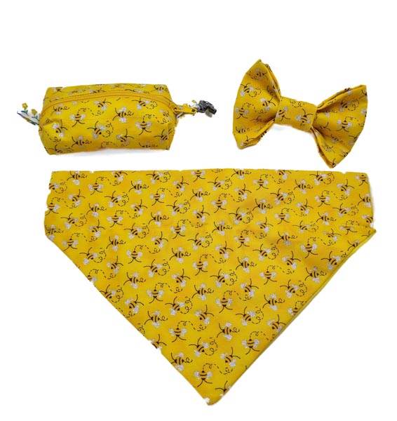 yellow busy as a bee dog accessories
